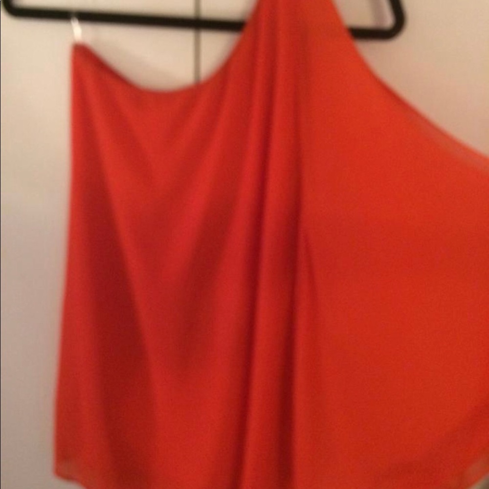 Double zero orange chiffon one shoulder batwing S